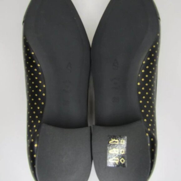 NEW A. SOLIANI Italy Como P Dotted Gold Black Leather Flats Dress Shoe Size 8 - Picture 8 of 8
